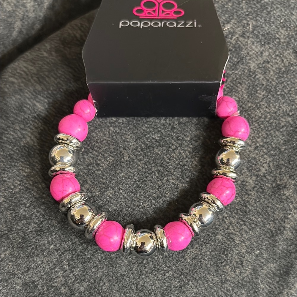 Paparazzi Pink and Silver Beaded Bracelet